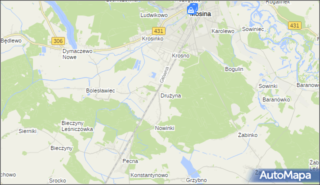 mapa Drużyna, Drużyna na mapie Targeo