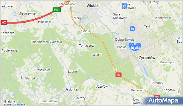 mapa Działki gmina Wiskitki, Działki gmina Wiskitki na mapie Targeo