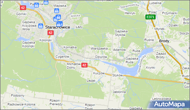 mapa Dziurów gmina Brody, Dziurów gmina Brody na mapie Targeo