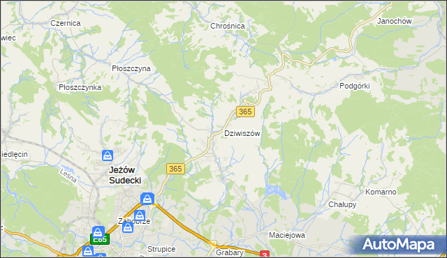 mapa Dziwiszów, Dziwiszów na mapie Targeo