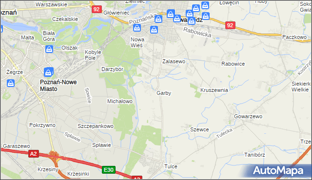 mapa Garby gmina Swarzędz, Garby gmina Swarzędz na mapie Targeo