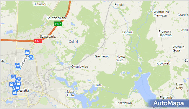 mapa Gielniewo, Gielniewo na mapie Targeo