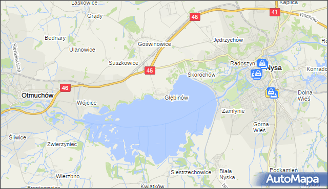 mapa Głębinów, Głębinów na mapie Targeo