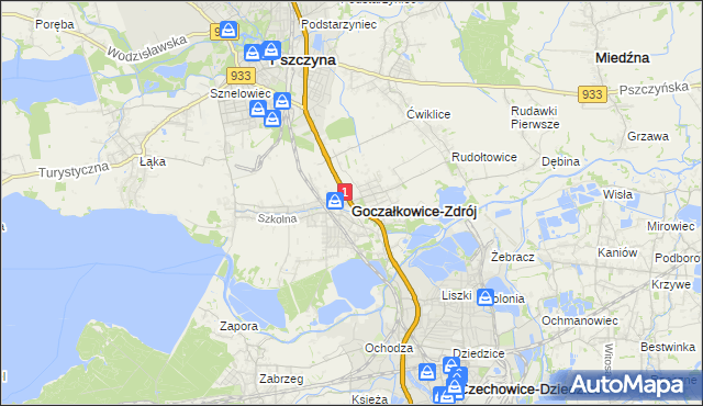 mapa Goczałkowice-Zdrój, Goczałkowice-Zdrój na mapie Targeo