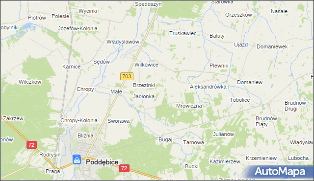 mapa Golice gmina Poddębice, Golice gmina Poddębice na mapie Targeo