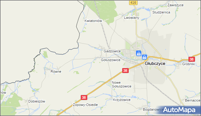 mapa Gołuszowice, Gołuszowice na mapie Targeo