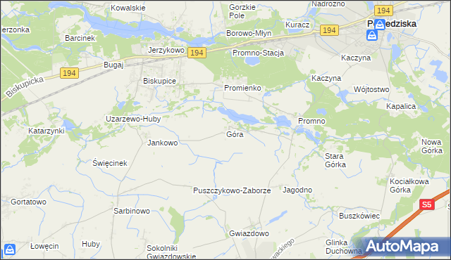 mapa Góra gmina Pobiedziska, Góra gmina Pobiedziska na mapie Targeo