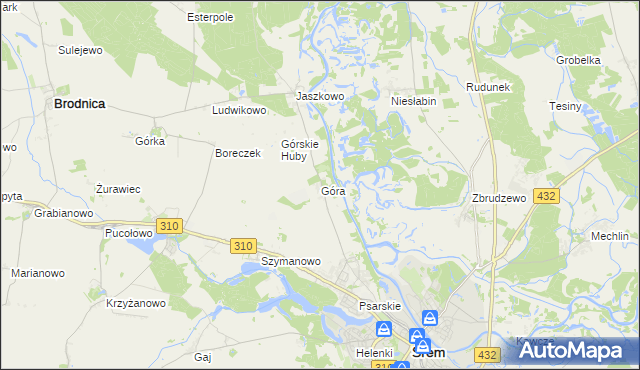 mapa Góra gmina Śrem, Góra gmina Śrem na mapie Targeo