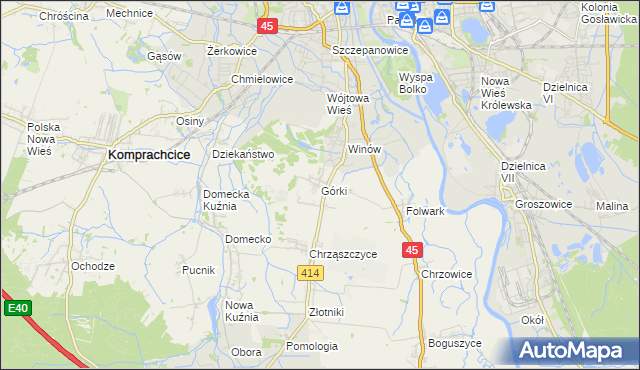 mapa Górki gmina Prószków, Górki gmina Prószków na mapie Targeo