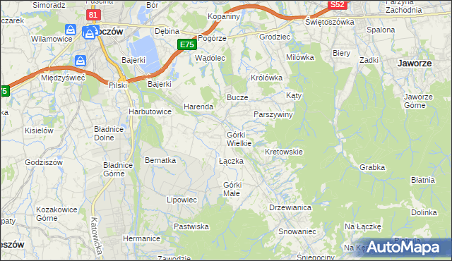 mapa Górki Wielkie, Górki Wielkie na mapie Targeo