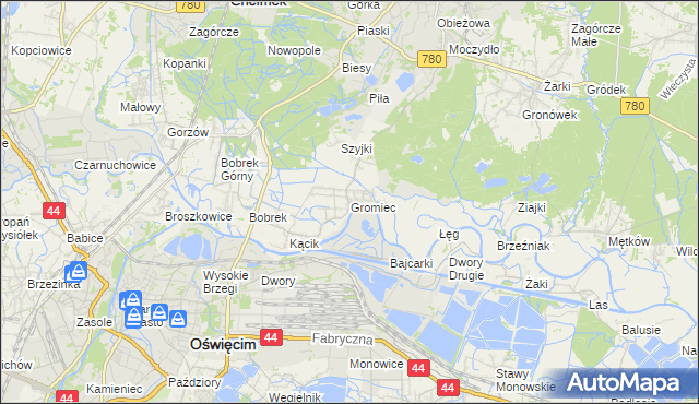 mapa Gromiec, Gromiec na mapie Targeo