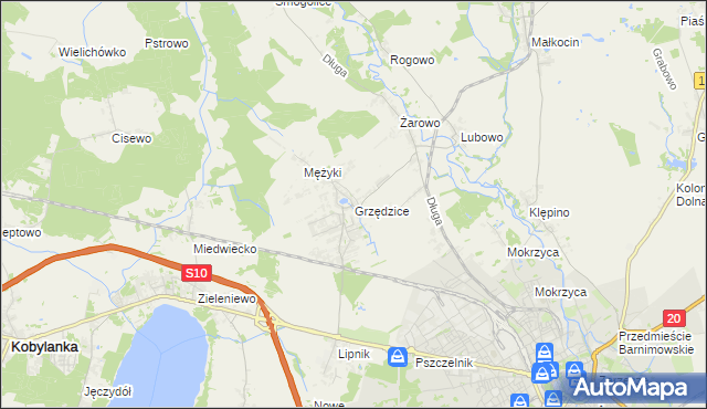 mapa Grzędzice, Grzędzice na mapie Targeo