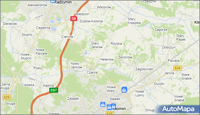 mapa Helenów gmina Wołomin, Helenów gmina Wołomin na mapie Targeo