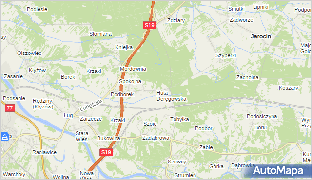 mapa Huta Deręgowska, Huta Deręgowska na mapie Targeo