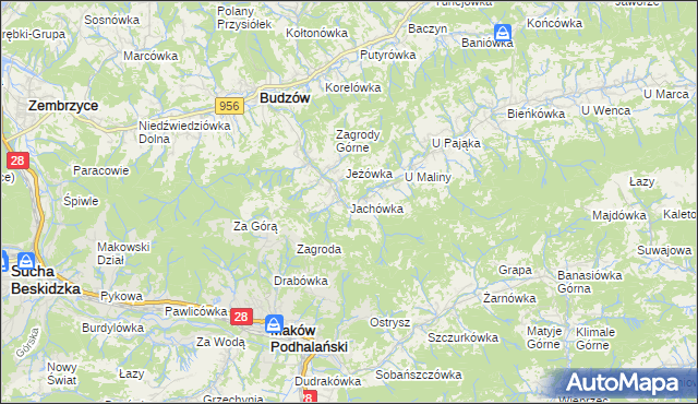 mapa Jachówka, Jachówka na mapie Targeo