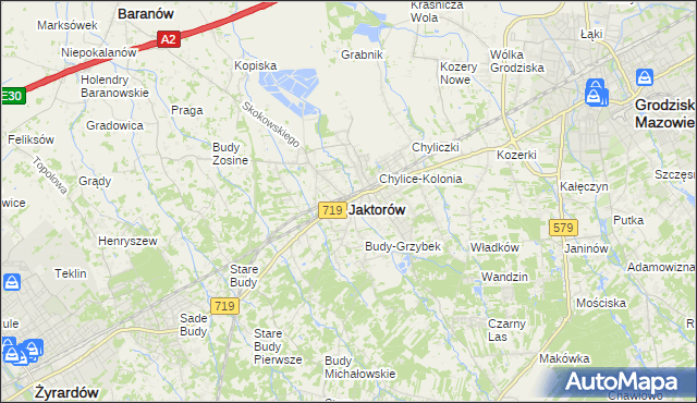 mapa Jaktorów, Jaktorów na mapie Targeo