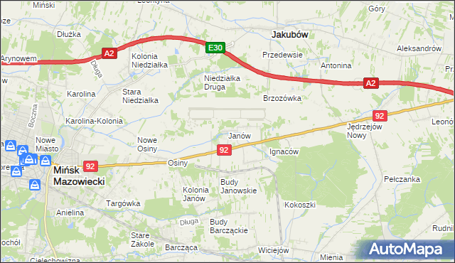 mapa Janów gmina Mińsk Mazowiecki, Janów gmina Mińsk Mazowiecki na mapie Targeo