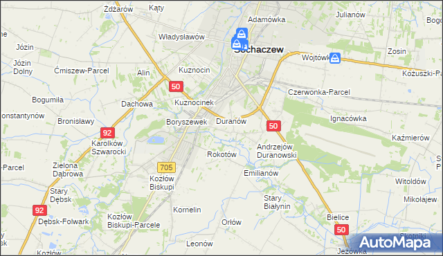 mapa Janówek Duranowski, Janówek Duranowski na mapie Targeo