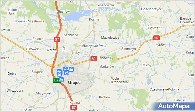 mapa Janówek gmina Grójec, Janówek gmina Grójec na mapie Targeo