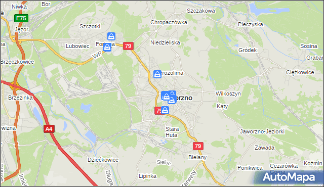 mapa Jaworzno, Jaworzno na mapie Targeo