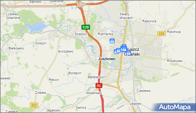 mapa Juszkowo, Juszkowo na mapie Targeo