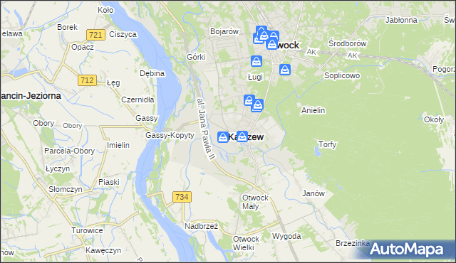 mapa Karczew powiat otwocki, Karczew powiat otwocki na mapie Targeo