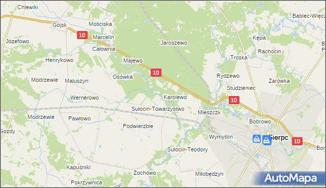 mapa Karolewo gmina Sierpc, Karolewo gmina Sierpc na mapie Targeo