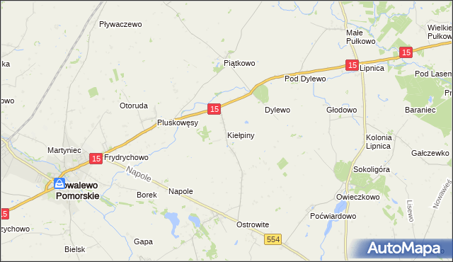 mapa Kiełpiny gmina Kowalewo Pomorskie, Kiełpiny gmina Kowalewo Pomorskie na mapie Targeo