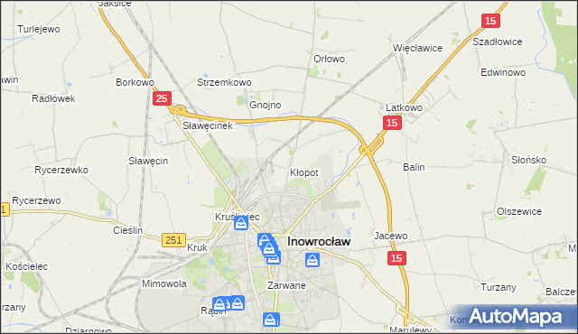 mapa Kłopot gmina Inowrocław, Kłopot gmina Inowrocław na mapie Targeo