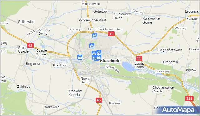 mapa Kluczbork, Kluczbork na mapie Targeo