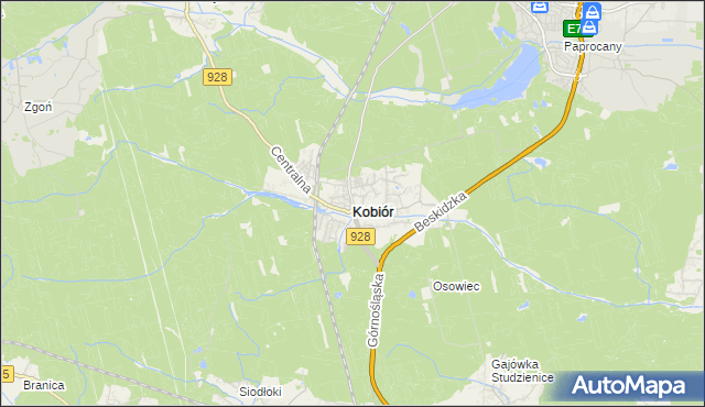 mapa Kobiór, Kobiór na mapie Targeo