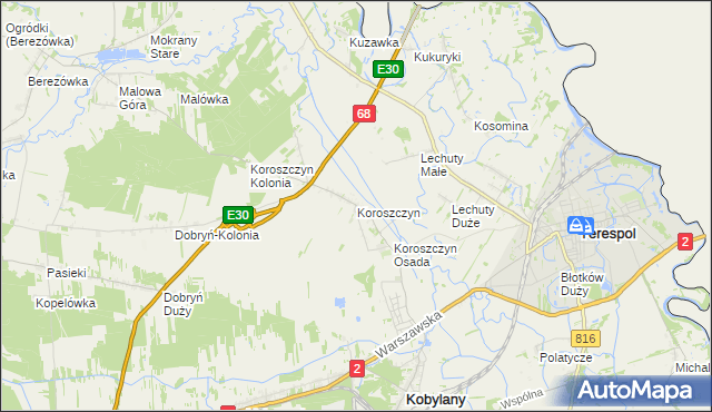 mapa Koroszczyn, Koroszczyn na mapie Targeo