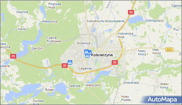 mapa Kościerzyna, Kościerzyna na mapie Targeo