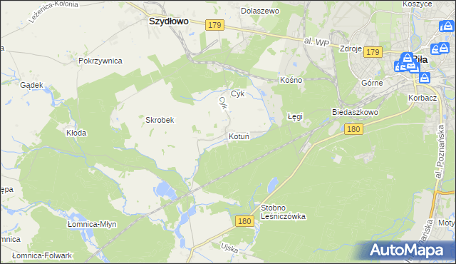 mapa Kotuń gmina Szydłowo, Kotuń gmina Szydłowo na mapie Targeo