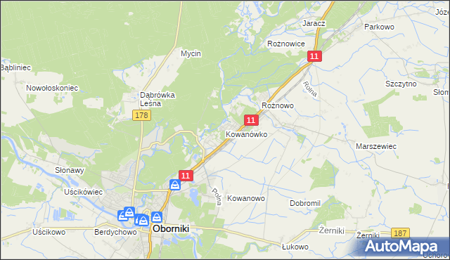 mapa Kowanówko, Kowanówko na mapie Targeo