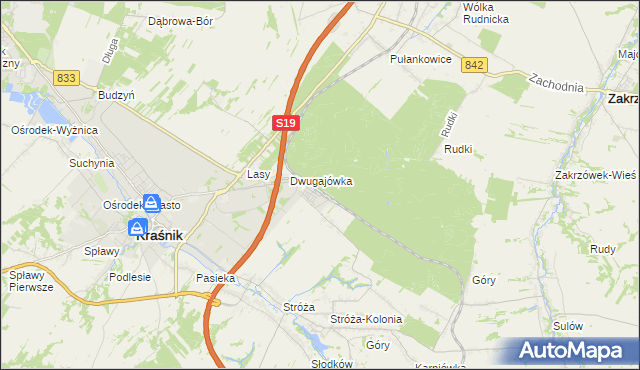 mapa Kraśnik powiat kraśnicki, Kraśnik powiat kraśnicki na mapie Targeo