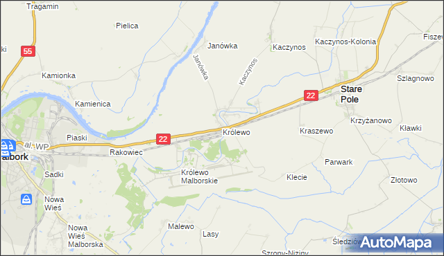 mapa Królewo gmina Stare Pole, Królewo gmina Stare Pole na mapie Targeo