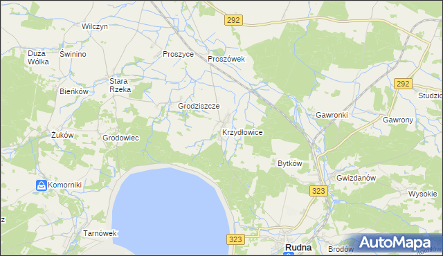 mapa Krzydłowice, Krzydłowice na mapie Targeo