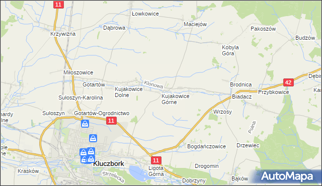 mapa Kujakowice Górne, Kujakowice Górne na mapie Targeo