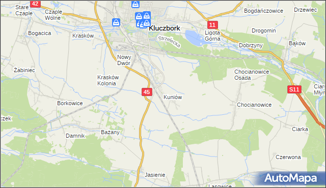 mapa Kuniów, Kuniów na mapie Targeo