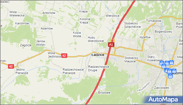 mapa Ładzice, Ładzice na mapie Targeo