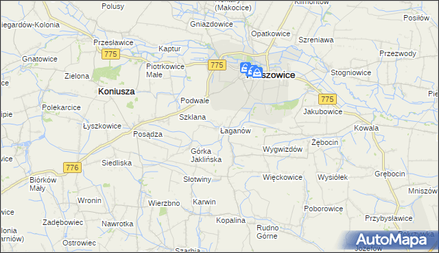 mapa Łaganów, Łaganów na mapie Targeo