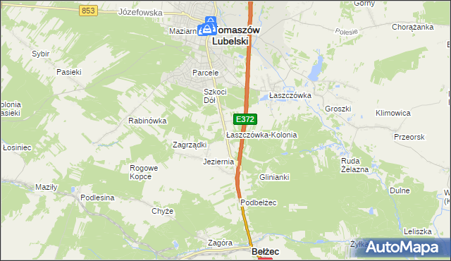 mapa Łaszczówka-Kolonia, Łaszczówka-Kolonia na mapie Targeo