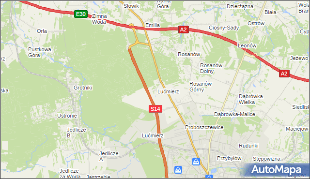 mapa Lućmierz-Ośrodek, Lućmierz-Ośrodek na mapie Targeo