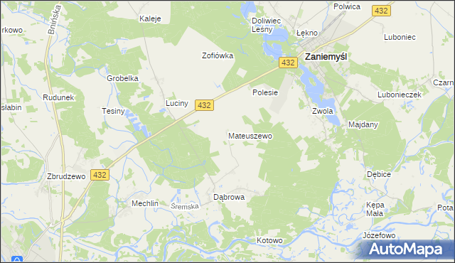 mapa Mateuszewo, Mateuszewo na mapie Targeo