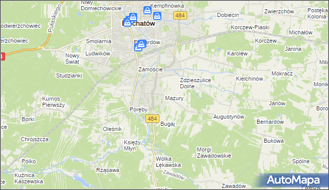 mapa Mazury gmina Bełchatów, Mazury gmina Bełchatów na mapie Targeo