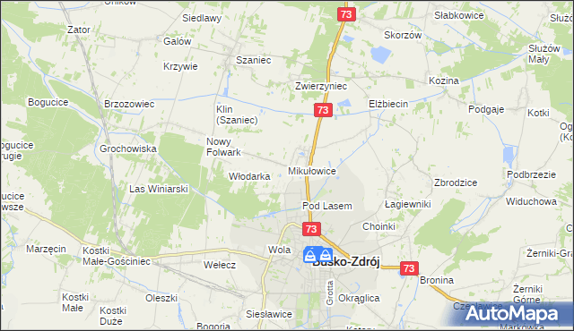 mapa Mikułowice gmina Busko-Zdrój, Mikułowice gmina Busko-Zdrój na mapie Targeo