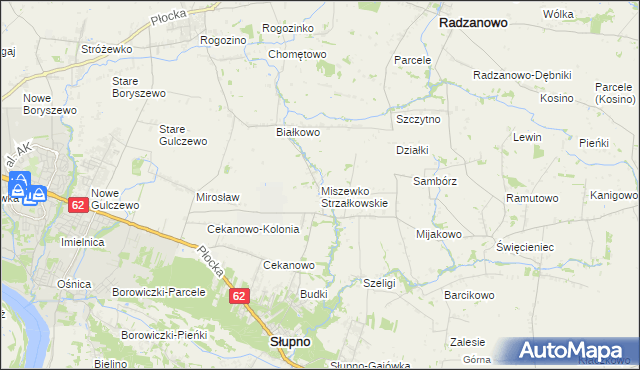 mapa Miszewko Strzałkowskie, Miszewko Strzałkowskie na mapie Targeo