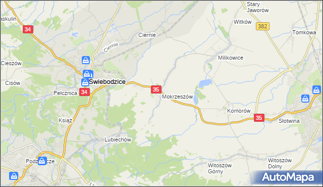 mapa Mokrzeszów, Mokrzeszów na mapie Targeo