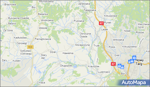 mapa Morawczyna, Morawczyna na mapie Targeo